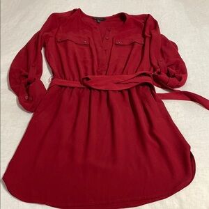 Banana Republic Red Bishop Sleeve Shirt Dress